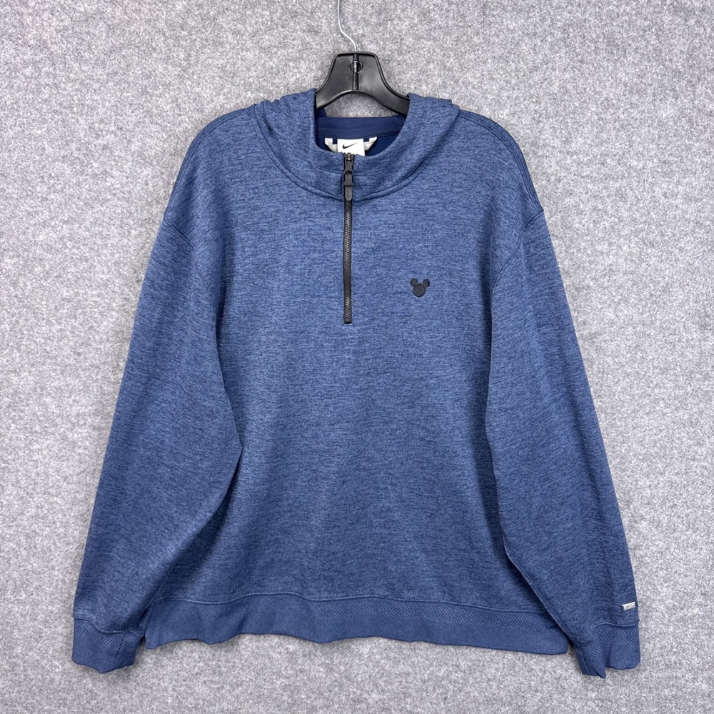 Nike Disney Mickey Mouse Dri-FIT 1/4 Zip Hoodie XXL Blue Heathered Performance